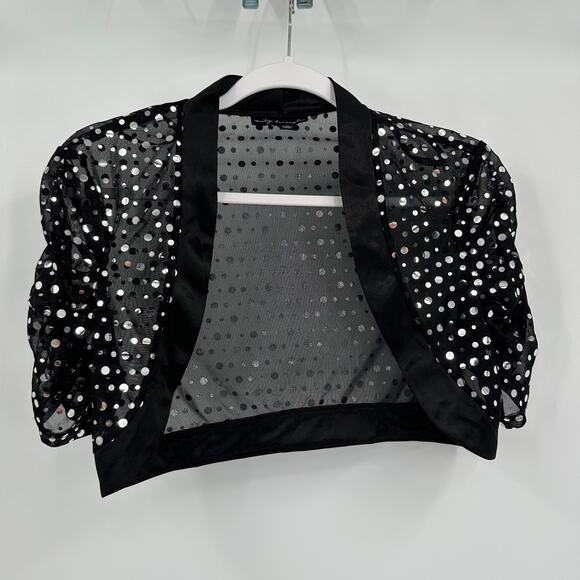 City Triangles Womens Jacket Size L Y2K Cropped Metallic Disco Party Sheer - Picture 1 of 7